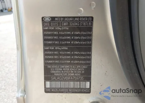 2015 Land Rover Lr4 from USA, damaged, VIN SALAG2V69FA759735